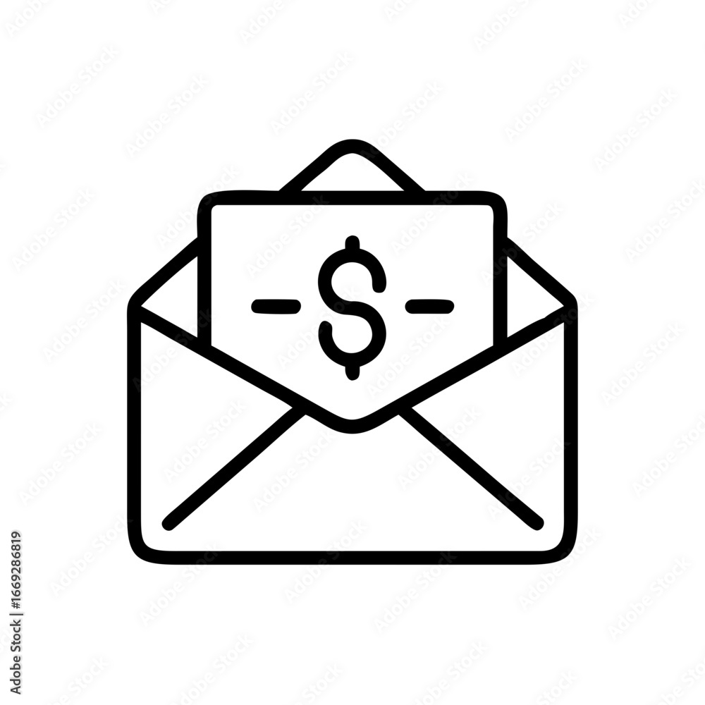 Poster envelope with dollar icon for web and graphic design