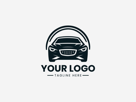 Modern automotive emblem with sleek vehicle silhouette and dynamic motion lines