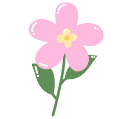 Cute Pink Flower Illustration, Kawaii Cartoon Blossom