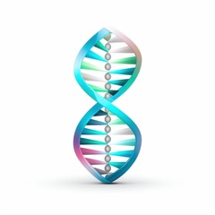 A stylized transparent blue DNA double helix structure with light reflections,