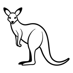 Australian Kangaroo Coloring Pages for Kids Vector Illustration