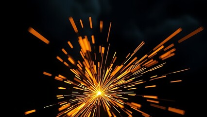 Abstract close-up of glowing orange sparks in a dark industrial setting, showcasing metalwork artistry.