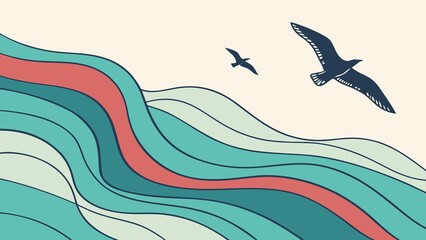 Abstract Layered Color Waves with Gradient