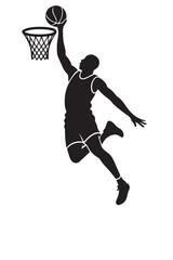 Naklejka premium Basketball Player Dunk Silhouette Isolated on White Background