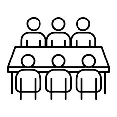 Business team meeting vector illustration of six people sitting around a table in a meeting or conference on transparent background
