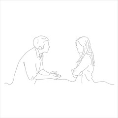 couple arguing and yelling at each other continuous single line art. vektor
