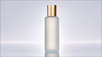 Elegant Frosted Glass Bottle Mockup with Golden Cap Studio Shot Beauty