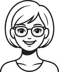 Obraz premium Female Avatar Cartoon with Glasses and Short Hairstyle Vector