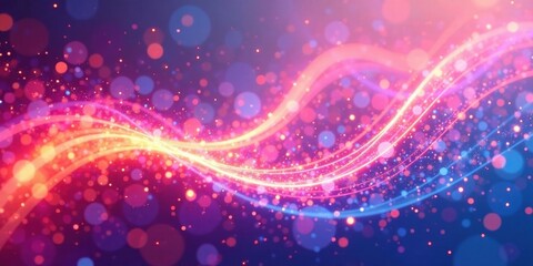 Obraz premium Abstract Vibrant Swirls of Light and Shimmering Particles on a Dark Background