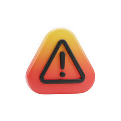 3d icon of warning sign with an exclamation mark inside a triangle, isolated on transparent background