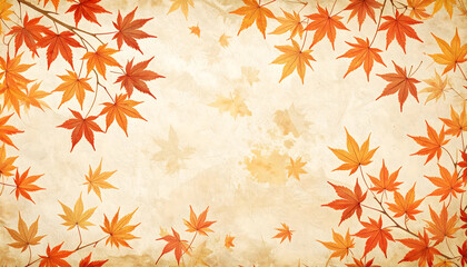 和紙に描かれた紅葉