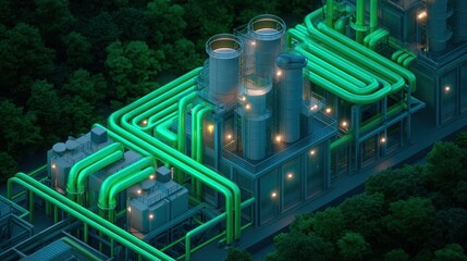 Innovative Carbon Processing Center with High Fidelity Technology and Green Glow Effects