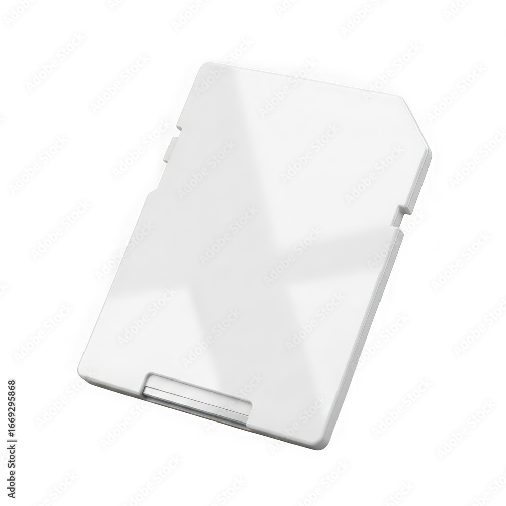 Poster 3d icon of a blank white sd card isolated on a transparent background, representing digital storage 