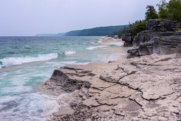 coast of the sea, Halfway Log Dump, Bruce Peninsula, Ontario, Tobermory, Canada