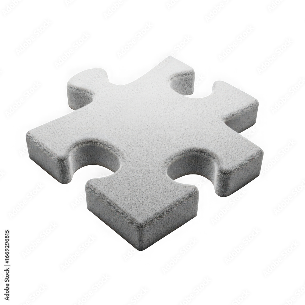 Poster 3d icon of a single grey puzzle piece isolated on a transparent background, representing a concept o