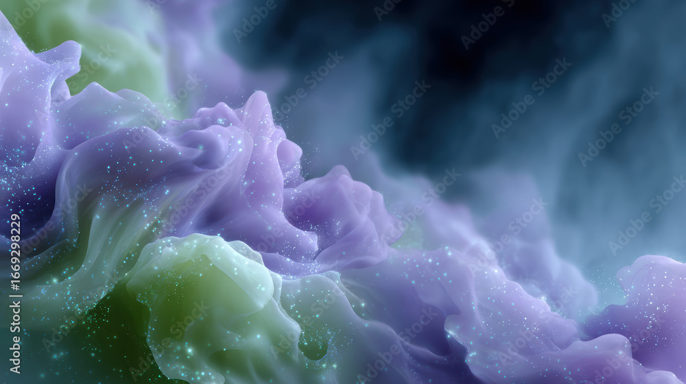 Poster mesmerizing abstract background showing purple and green cloud computing network concept. ethereal f
