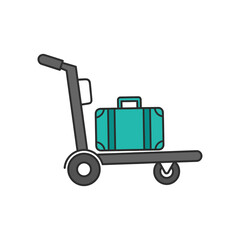 Hand trucks deliver packages and boxes to warehouses or airports, suitable for industrial transport and travel designs.