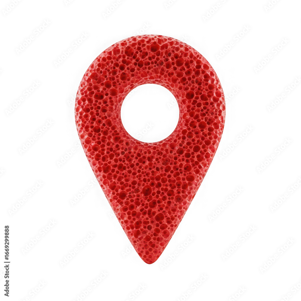 Poster 3d icon of a red textured location pin icon isolated on transparent background