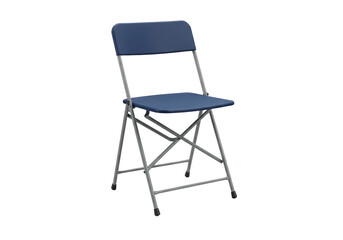 Isolated Blue Folding Chair Ready for Seating, Practical and Space-Saving Furniture.