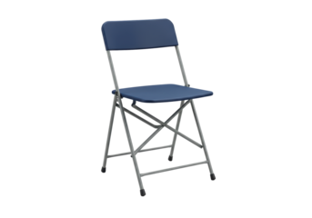 Isolated Blue Folding Chair Ready for Seating, Practical and Space-Saving Furniture.