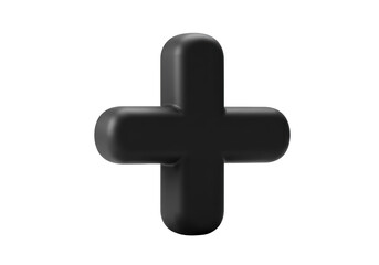 Isolated 3D Rendering of a Shiny Black Medical Plus Sign for Healthcare Applications