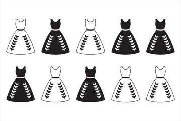 Fashion Dress Icons Vector Set for Clothing and Textile Design
