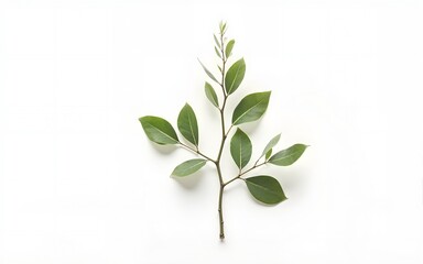 Fototapeta premium Minimalist floral composition. Eucalyptus on white background. Aroma therapy. Copy space. High quality