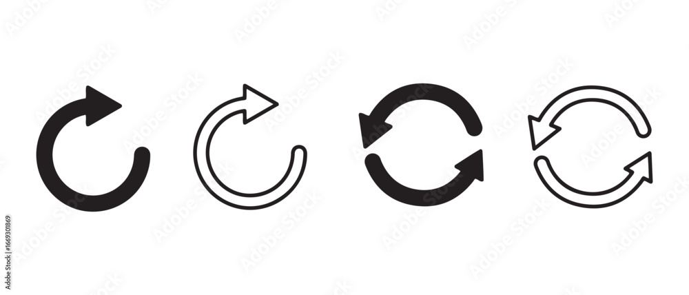 Aufkleber set of refresh arrow icons. isolated on white background for web design.