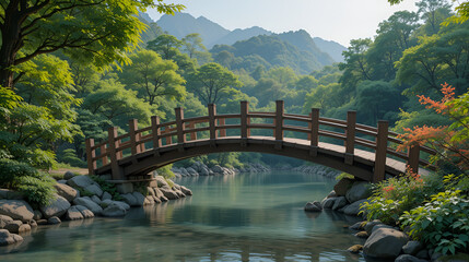 Zen wooden bridge
