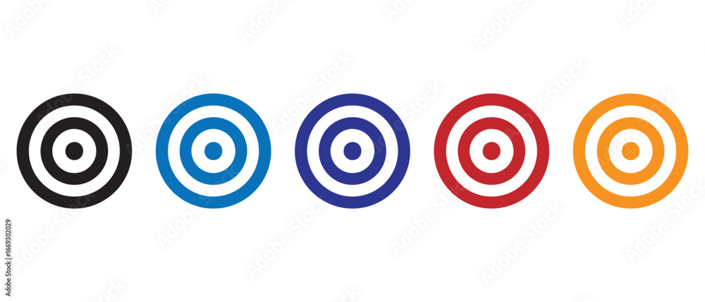 Poster target icon set. isolated on white background in various colors.