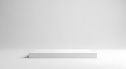 Minimalist White Podium Stage with Soft Lighting for Product Presentation