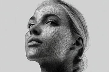 create minimalist portrait featuring ultrathin lines set against clean background