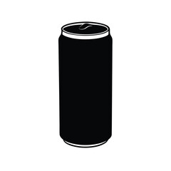 Clean black silhouette of a stylized beverage can