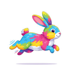 Naklejka premium A cute cartoon blue rabbit head with big shiny eyes and pink inner ears, depicted in a friendly and adorable style.