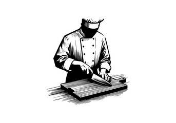 Wooden cutting board hand drawn sketch vector illustration