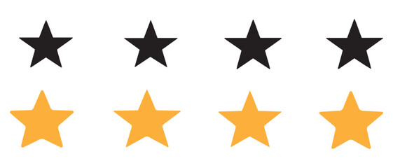 Obraz premium Four star rating isolated on white background for customer feedback review.