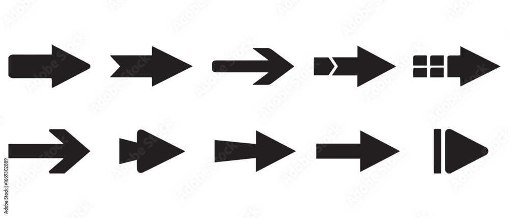 Poster set of different arrow icons. isolated on white background for web design.