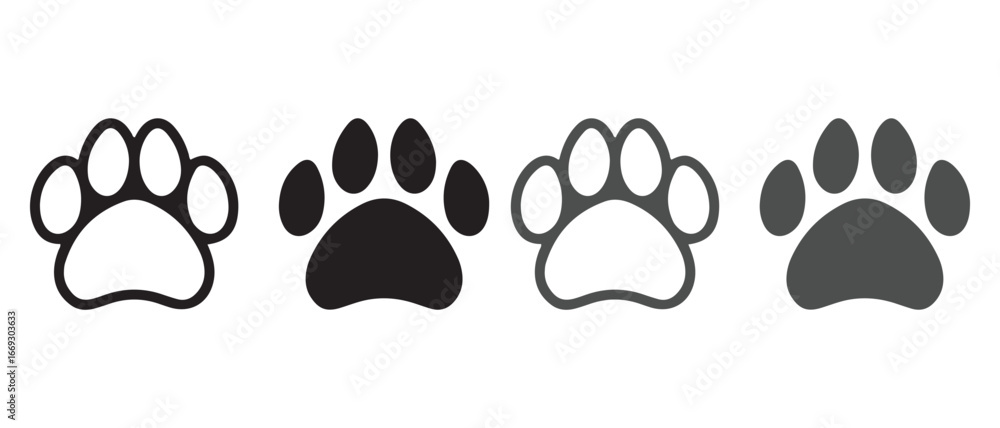 Poster paw print icons set. isolated on white background in vector format.