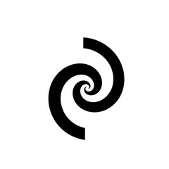 Abstract black and white spiral vortex icon. Hypnotic geometric swirl shape creating an optical illusion of movement and depth on a white background