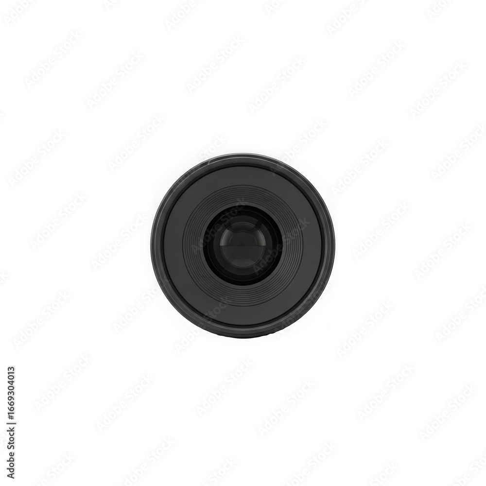 Poster 3d icon of a black circular object, possibly a lens cap or a small electronic device, isolated on a 