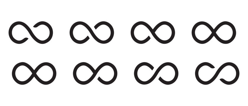 Infinity Symbol Icon Set. Minimalist Loop Variations for Design & Branding.