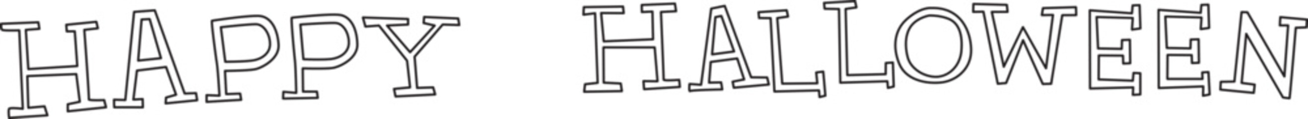 Line Drawing of Happy Halloween text. Hand drawn. Vector Illustration