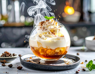 Futuristic Affogato in Glass Sphere Cup