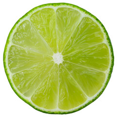 Close-Up of Fresh Green Lime Slice Showing Juicy Segments and Texture