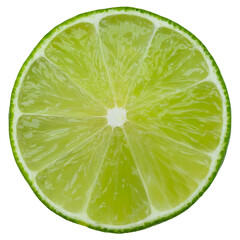 Close-Up of Fresh Green Lime Slice Showing Juicy Segments and Texture