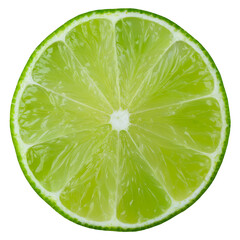 Close-Up of Fresh Green Lime Slice Showing Juicy Segments and Texture