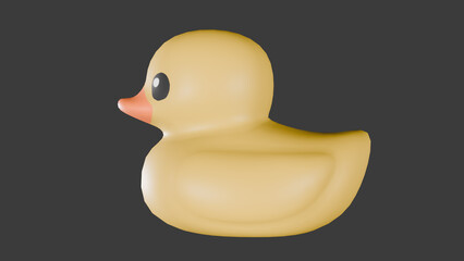 A bright yellow plastic ducky, a classic childhood bath toy, transparant background PNG