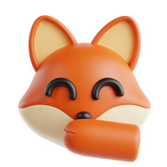 3D Rendered Cartoon Fox Character Covering Its Mouth with Paw Expression