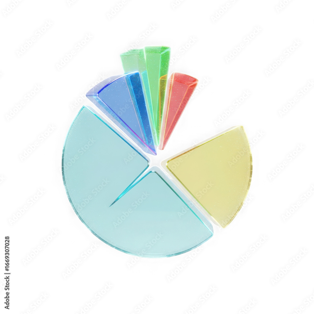 Aufkleber 3d icon of colorful pie chart isolated on transparent background representing financial data and bus