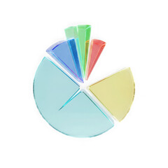 Obraz premium 3d icon of colorful pie chart isolated on transparent background representing financial data and business growth